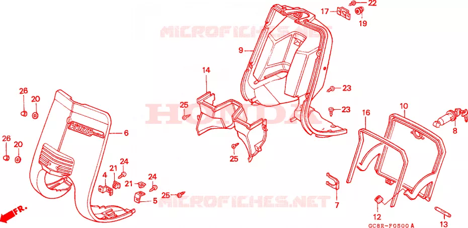 CARENAGE AVANT - PROTEGE JAMBES Honda SCOOTER 80 LEAD 1994  NH80MDR