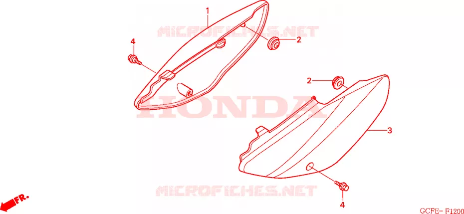 COUVERCLES LATERAUX Honda MOTO 70 CRF 2005  CRF70F5