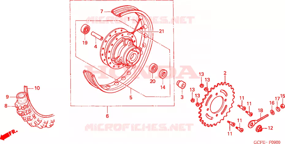 ROUE ARRIERE Honda MOTO 70 CRF 2010  CRF70FA