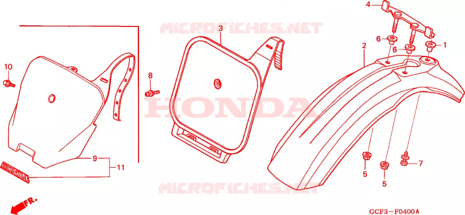 GARDE BOUE AVANT Honda MOTO 70 XR 2000  XR70RY