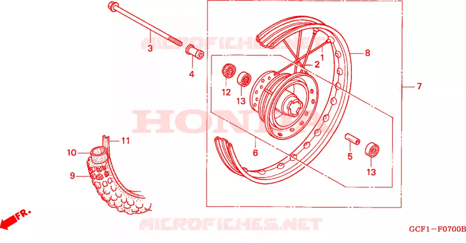 ROUE AVANT Honda MOTO 70 XR 1998  XR70RW