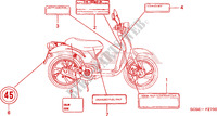 ETIQUETTE DE PRECAUTIONS pour Honda SKY 50 DELUXE SK 2001