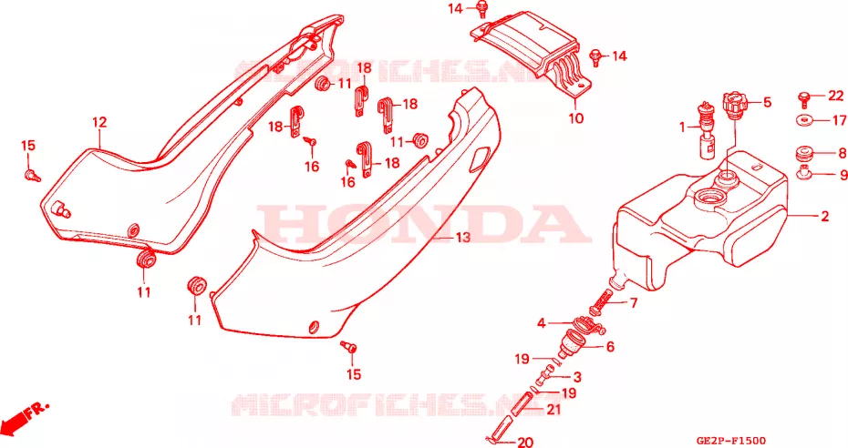 COUVERCLE LATERAL - RESERVOIR D'HUILE Honda MOTO 50 NSR 1993  NSR50FP