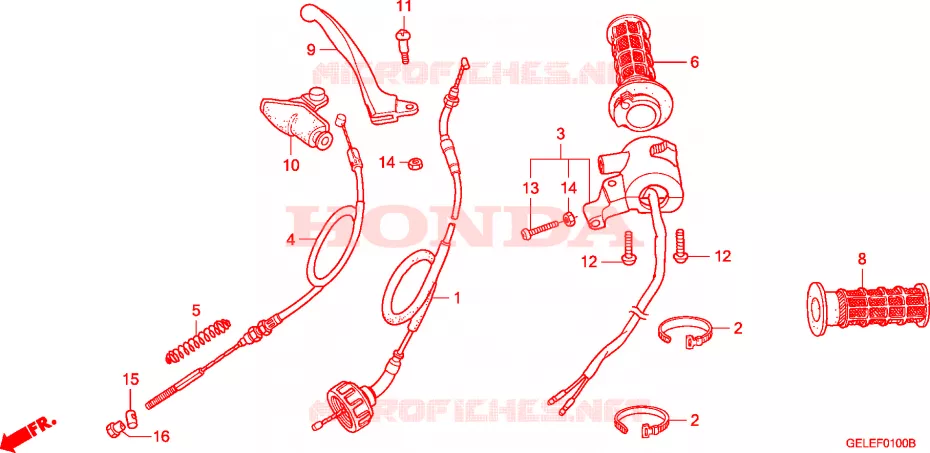 LEVIER DE GUIDON - CABLE - COMMODO Honda MOTO 50 CRF 2010  CRF50FA
