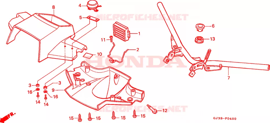 GUIDON - CARENAGE Honda SCOOTER 50 SCOOPY 1993  SH50DP_H