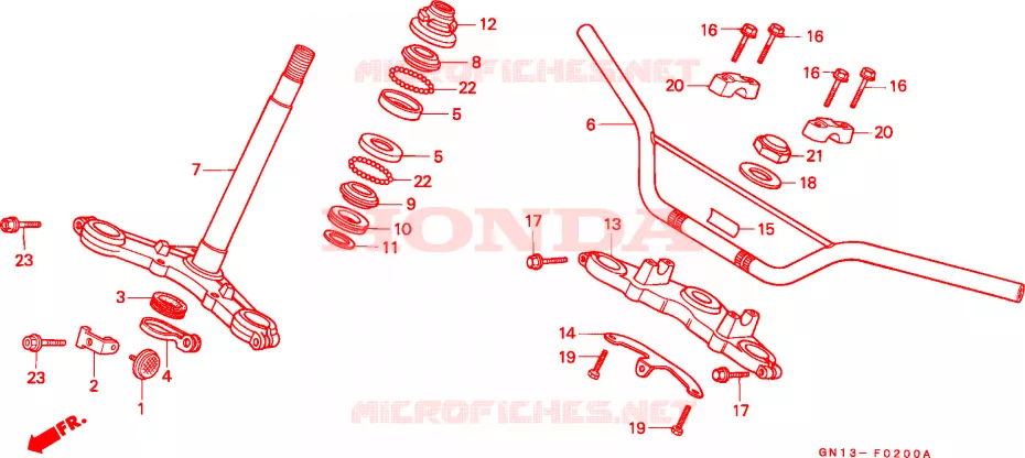 GUIDON - TE DE FOURCHE Honda MOTO 80 XR 1985  XR80RF