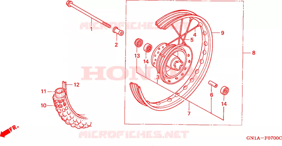 ROUE AVANT Honda MOTO 80 XR 2000  XR80RY