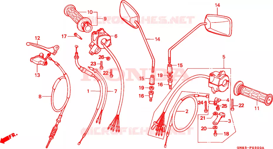 LEVIER DE GUIDON - CABLE - COMMODO Honda MOTO 90 CUB 1994  C90MP