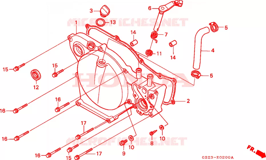 CARTER MOTEUR DROIT Honda MOTO 80 CR 1993  CR80RP