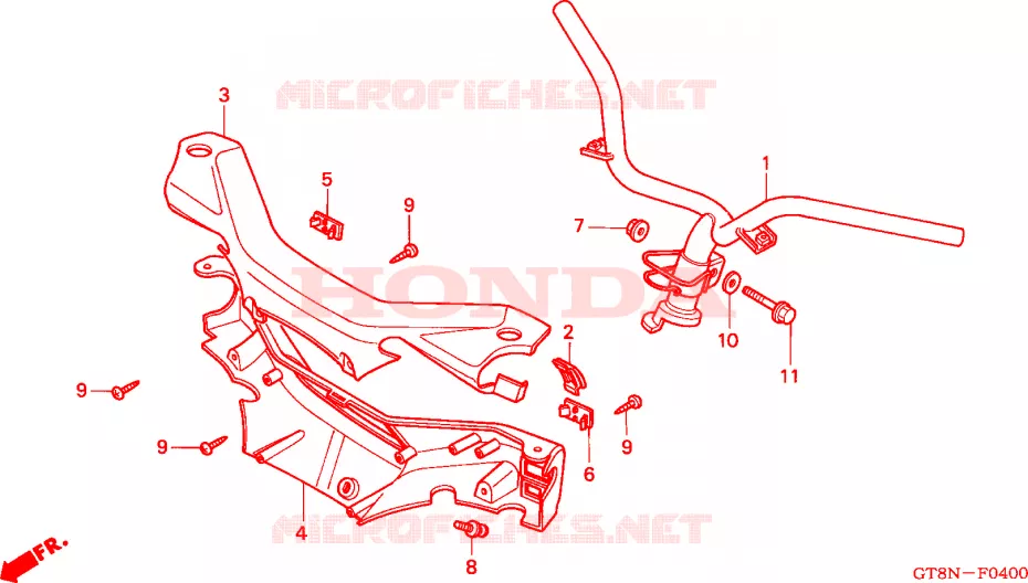 GUIDON - CARENAGE Honda MOTO 50 WALLAROO 1992  PK50MN