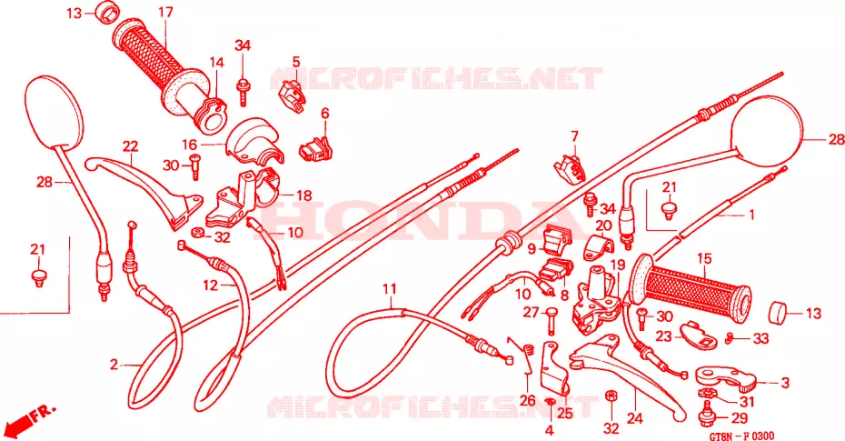 LEVIER DE GUIDON - CABLE - COMMODO Honda MOTO 50 WALLAROO 1992  PK50MN