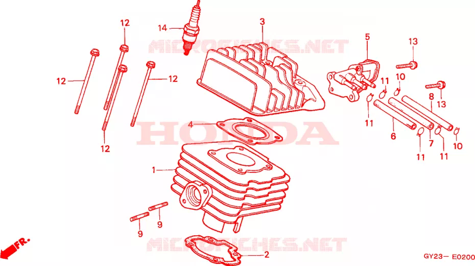 CYLINDRE - CULASSE Honda SCOOTER 75 VISION 1993  SA75P