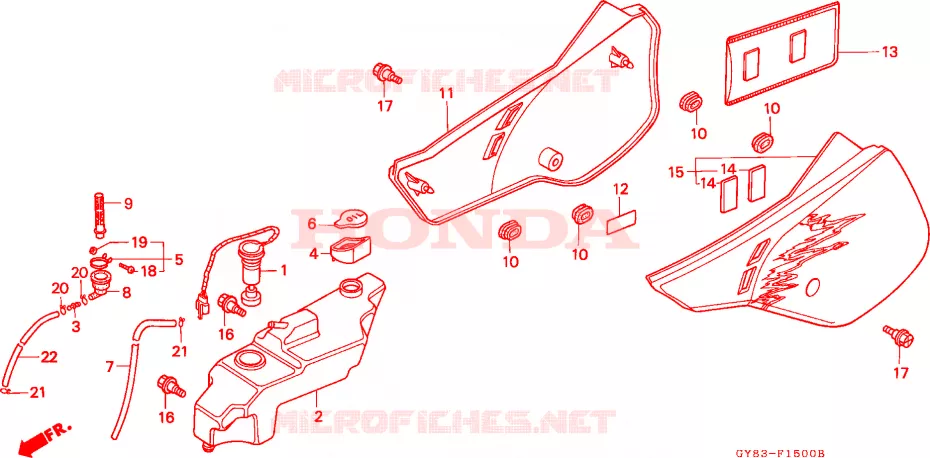 COUVERCLE LATERAL - RESERVOIR D'HUILE Honda MOTO 75 CRM 1994  CRM75RR