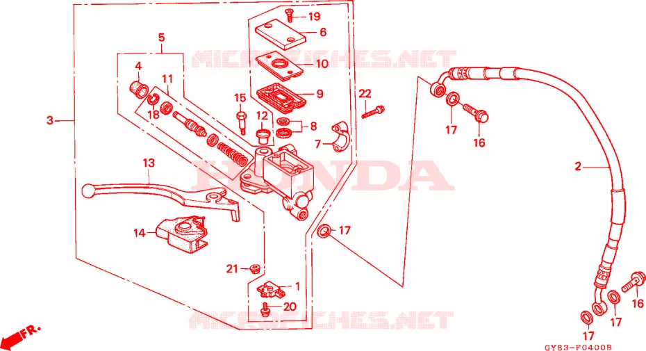 MAITRE CYLINDRE DE FREIN AVANT Honda MOTO 75 CRM 1990  CRM75RL