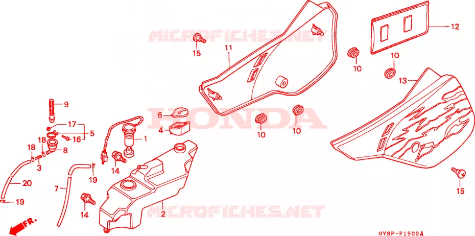 COUVERCLE LATERAL - RESERVOIR D'HUILE Honda MOTO 50 CRM 1992  CRM50RN
