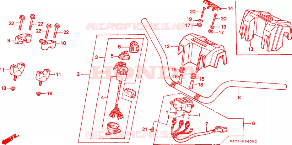 GUIDON - CARENAGE Honda ATV 350 FOURTRAX 1993  TRX350P