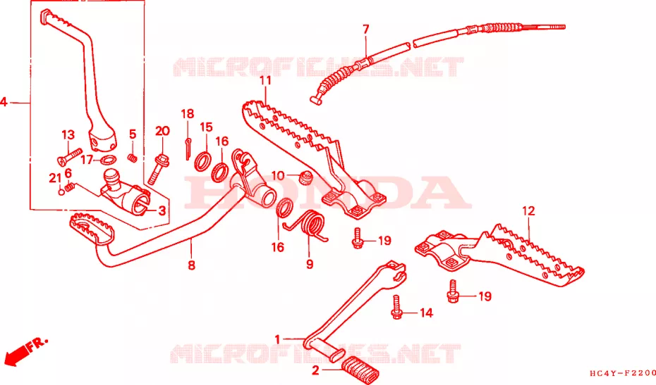 REPOSE PIED - PEDALE Honda ATV 300 FOURTRAX 1993  TRX300FWP
