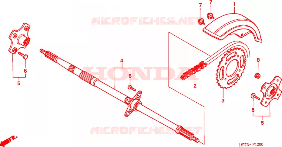 ARBRE DE ROUE ARRIERE Honda ATV 90 FOURTRAX 2003  TRX903