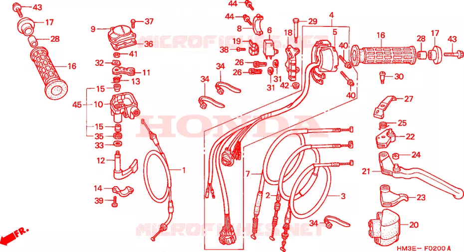 LEVIER DE GUIDON - CABLE - COMMODO Honda ATV 300 FOURTRAX 2003  TRX300EX3