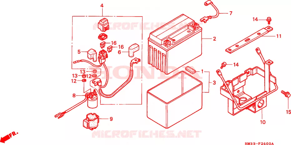 BATTERIE Honda ATV 300 FOURTRAX 2000  TRX300EXY