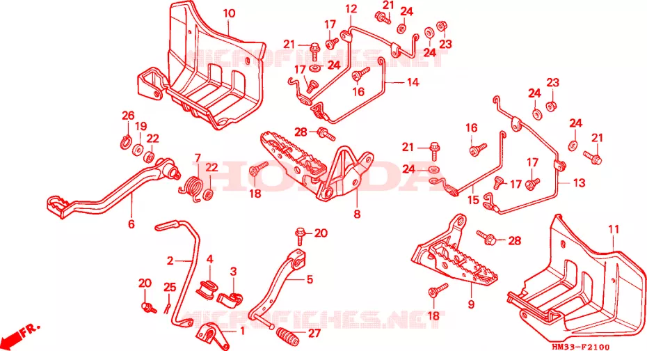 REPOSE PIED - PEDALE Honda ATV 300 FOURTRAX 1996  TRX300EXT