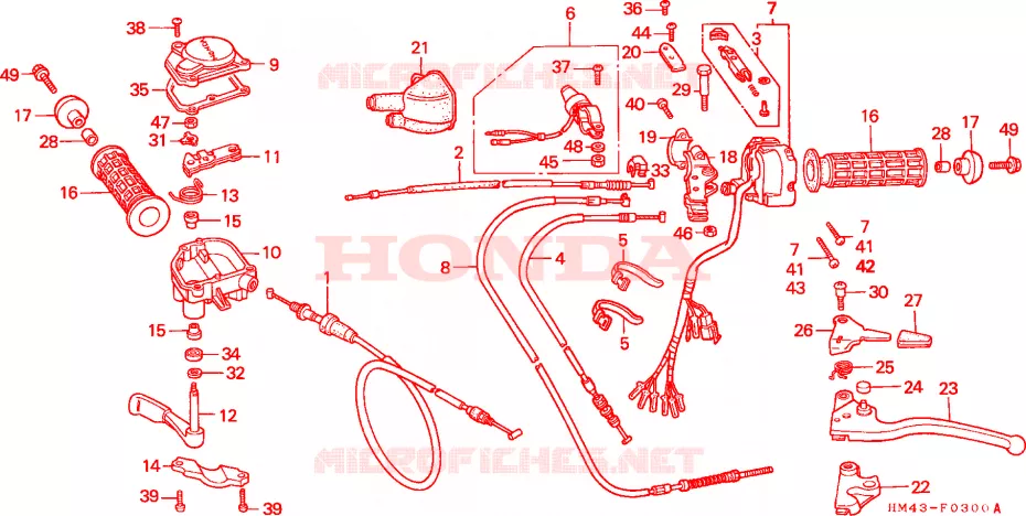 CABLES - COMMODOS - LEVIERS - POIGNEES Honda ATV 300 FOURTRAX 1999  TRX300FWX