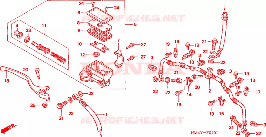 MAITRE-CYLINDRE FREIN AV.(2) Honda ATV 300 FOURTRAX 2000  TRX300FWY