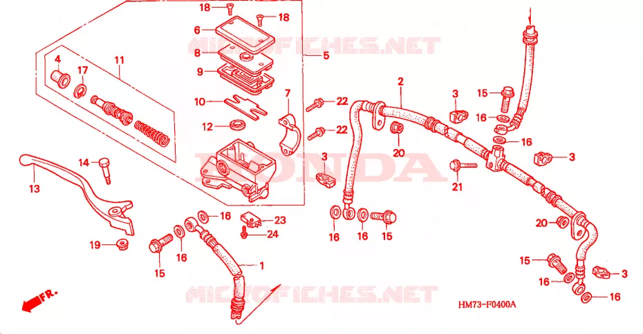 MAITRE CYLINDRE DE FREIN AVANT Honda ATV 400 FOURTRAX 1998  TRX400FWW
