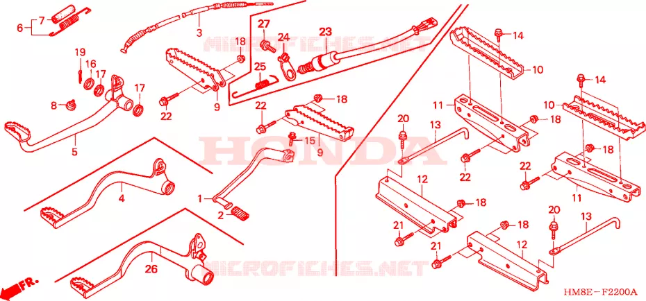 PEDALE - REPOSE PIED Honda ATV 250 FOURTRAX 2005  TRX250TE5