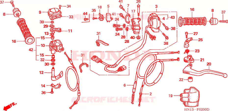 LEVIER DE GUIDON - CABLE - COMMODO Honda ATV 400 FOURTRAX 2001  TRX400EX1