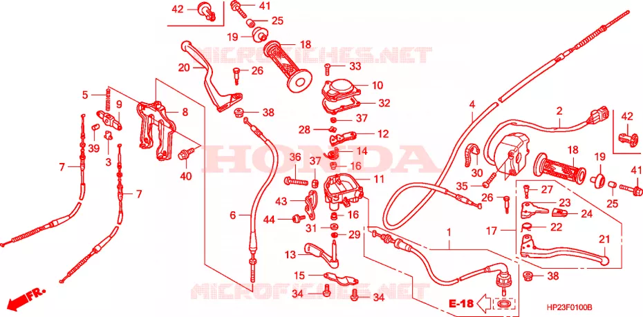 LEVIER DE GUIDON - CABLE - COMMODO Honda ATV 90 FOURTRAX 2006  TRX906
