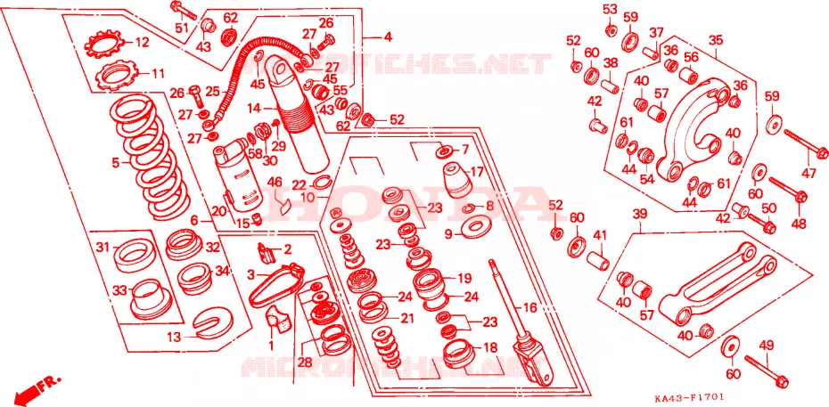 COUSSIN ARRIERE(2) Honda MOTO 250 CR 1985  CR250RF_J