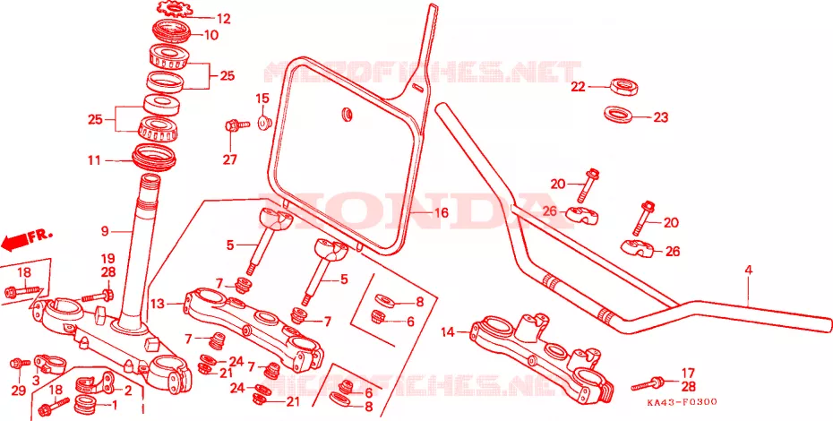 GUIDON - TE DE FOURCHE Honda MOTO 250 CR 1986  CR250RG