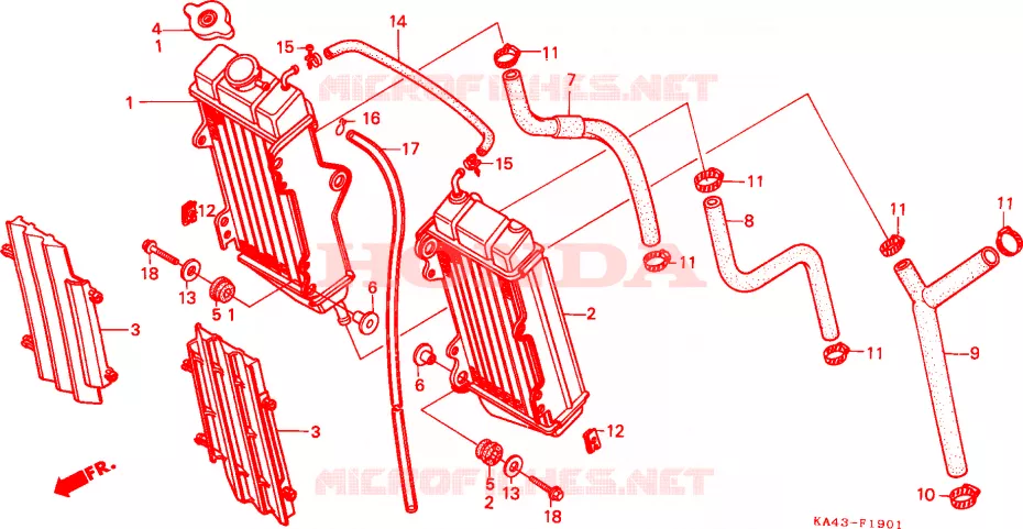RADIATEUR(2) Honda MOTO 250 CR 1985  CR250RF
