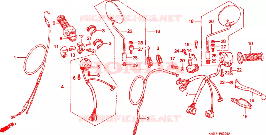 LEVIER DE GUIDON - CABLE - COMMODO Honda MOTO 125 CRM 1999  CRM125RX
