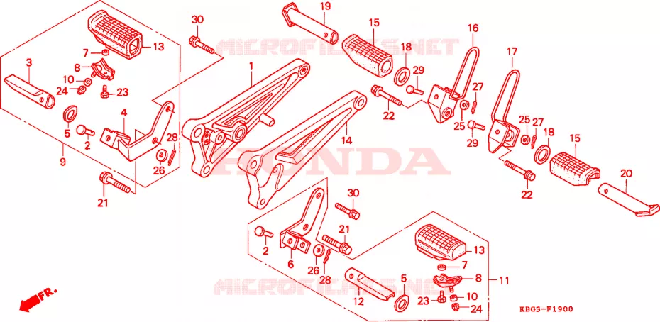 REPOSE PIED Honda MOTO 250 CB 1991  CB250M
