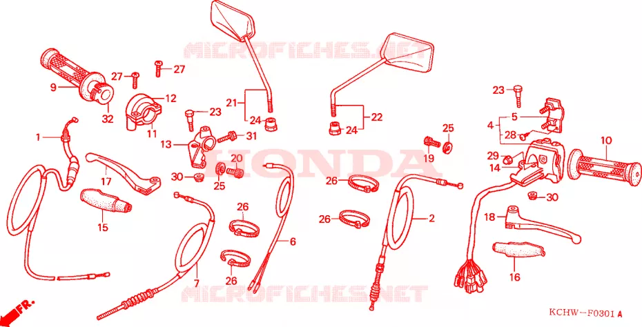 LEVIER DE GUIDON/COMMUTATEUR/CABLE(2) Honda MOTO 125 CG 2001  CG1251