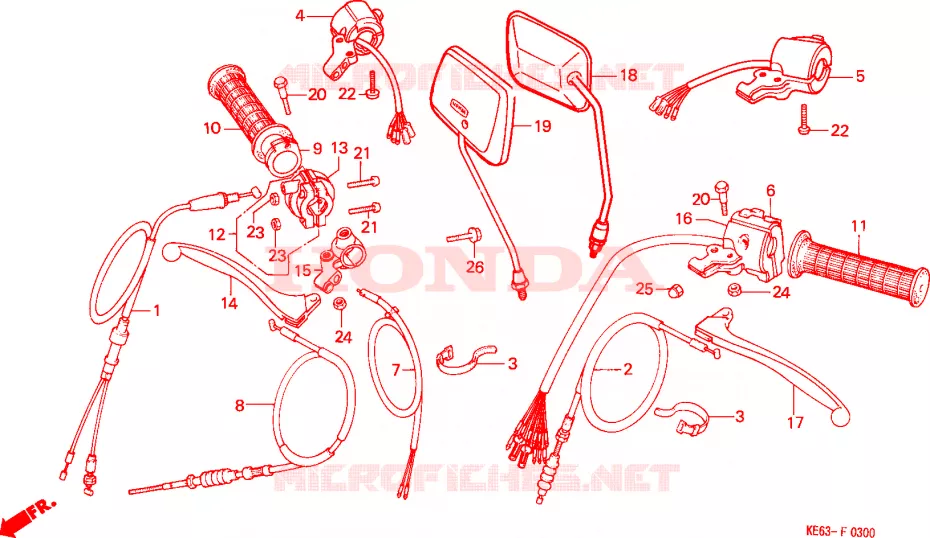 LEVIER DE GUIDON - CABLE - COMMODO Honda MOTO 100 other-models 1986  H100SG