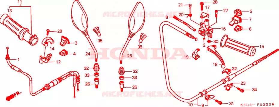 LEVIER DE GUIDON - CABLE - COMMODO Honda SCOOTER 100 SCOOPY 2001  SH1001