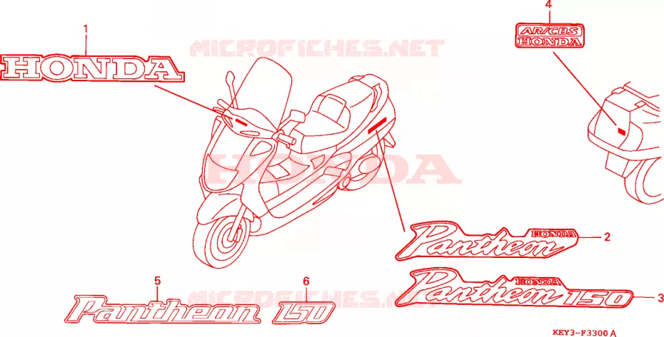 AUTOCOLLANTS Honda SCOOTER 125 PANTHEON 2002  FES1252