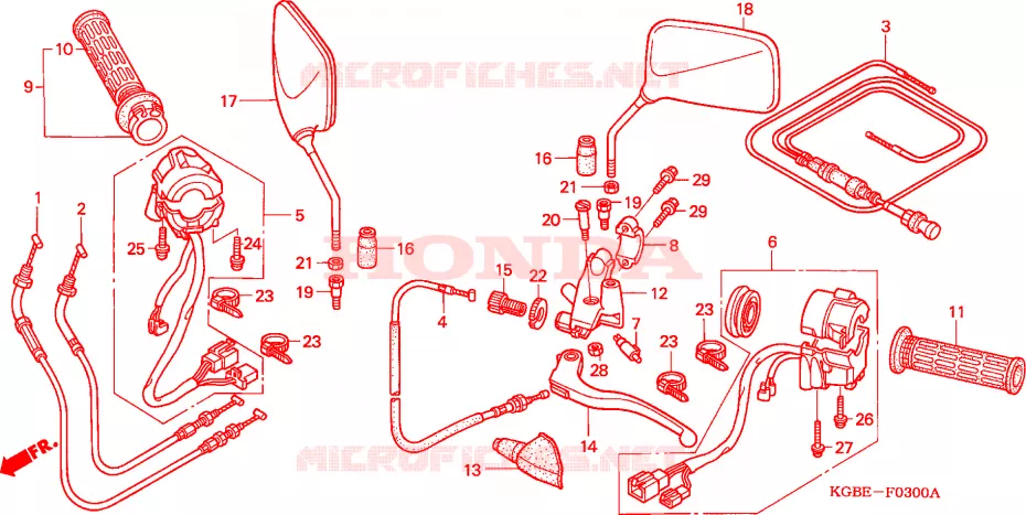 LEVIER DE GUIDON - CABLE - COMMODO Honda MOTO 125 SHADOW 2005  VT125C4