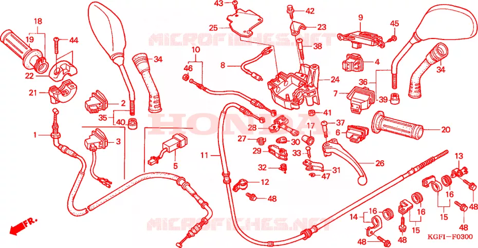LEVIER DE GUIDON - CABLE - COMMODO Honda SCOOTER 150 AROBASE 2006  NES1506