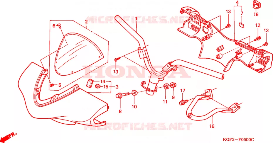 GUIDON - CARENAGE Honda SCOOTER 150 AROBASE 2000  NES150Y