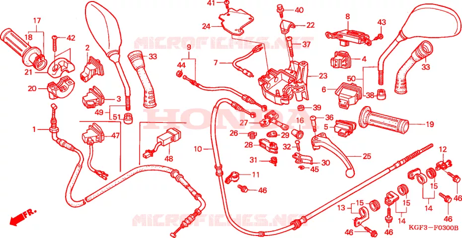 LEVIER DE GUIDON - CABLE - COMMODO Honda SCOOTER 125 NES 2004  NES1253