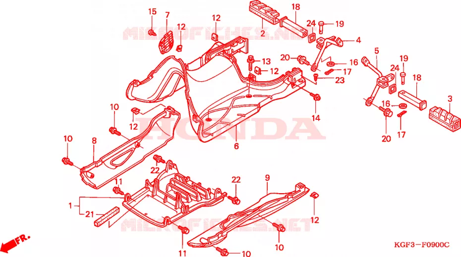 PLANCHER - REPOSE PIED Honda SCOOTER 150 AROBASE 2000  NES150Y