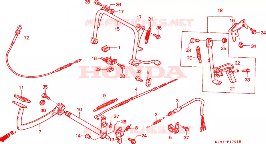BEQUILLE - PEDALE DE FREIN (CH125J/L/M/N/P/R) Honda SCOOTER 125 SPACY 1993  CH125P