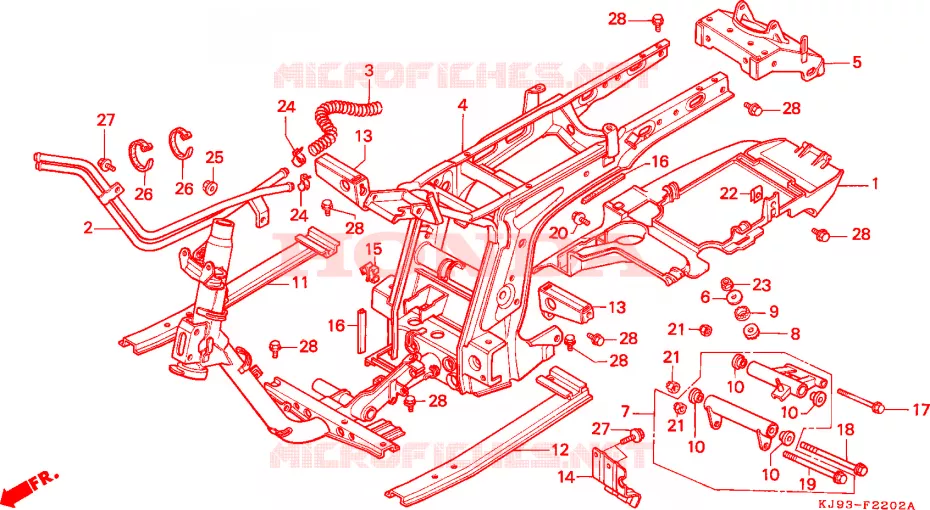 CADRE (CH125J/L/M/N/P/R) Honda SCOOTER 125 SPACY 1990  CH125L