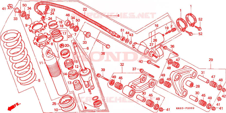 COUSSIN ARRIERE(3) Honda MOTO 200 XR 1990  XR200RL