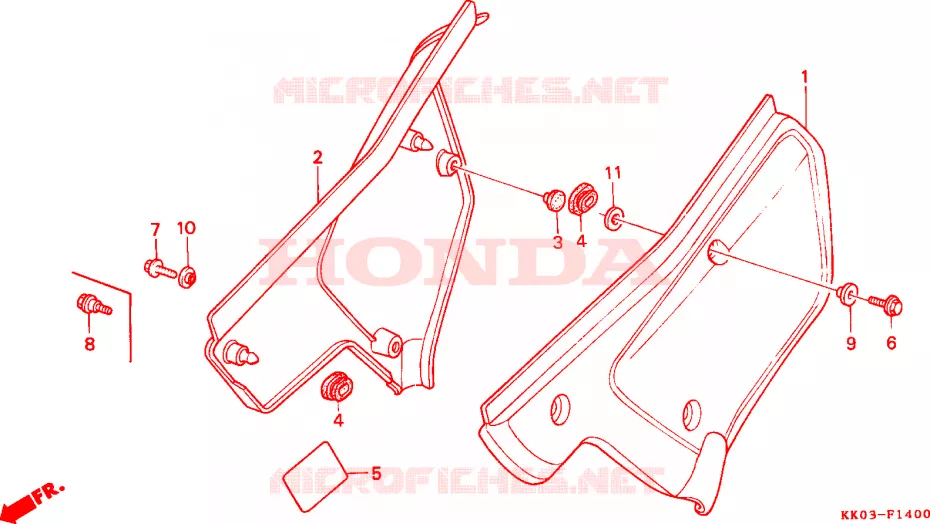 COUVERCLES LATERAUX Honda MOTO 200 XR 1985  XR200RF