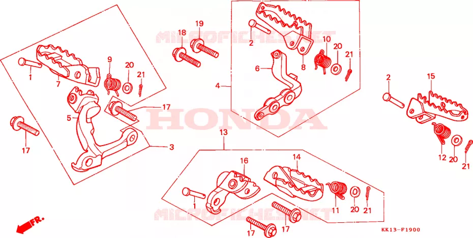 REPOSE PIED Honda MOTO 250 XR 1986  XR250RG